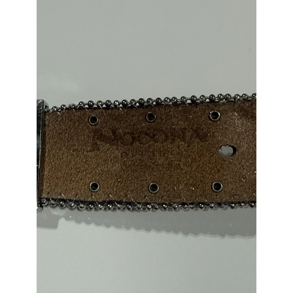 NOCONA - Women's Brown Leather Turquoise Cross Rhinestone Western Belt - Large